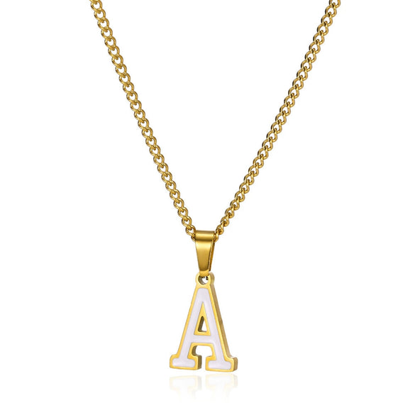 Wholesale Stainless Steel Dripping Oil Letters Necklace Pendant Accessories With Horse Whip Chain