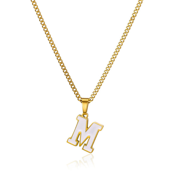Wholesale Stainless Steel Dripping Oil Letters Necklace Pendant Accessories With Horse Whip Chain