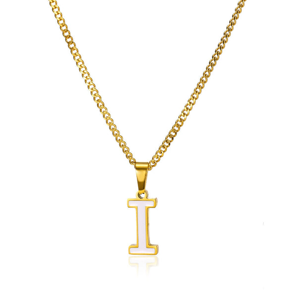 Wholesale Stainless Steel Dripping Oil Letters Necklace Pendant Accessories With Horse Whip Chain