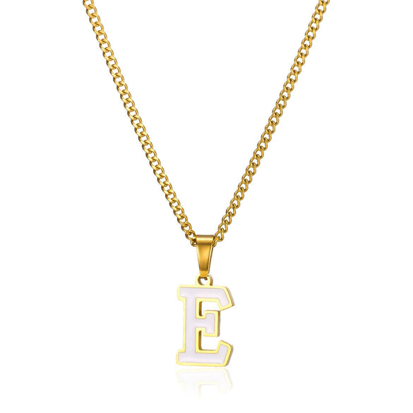 Wholesale Stainless Steel Dripping Oil Letters Necklace Pendant Accessories With Horse Whip Chain