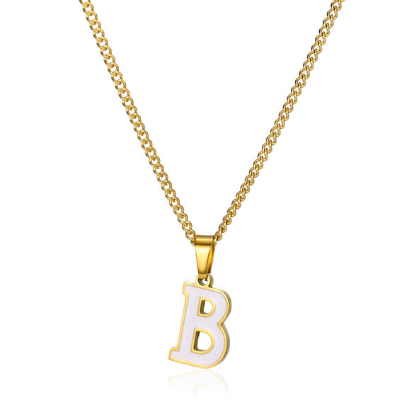 Wholesale Stainless Steel Dripping Oil Letters Necklace Pendant Accessories With Horse Whip Chain