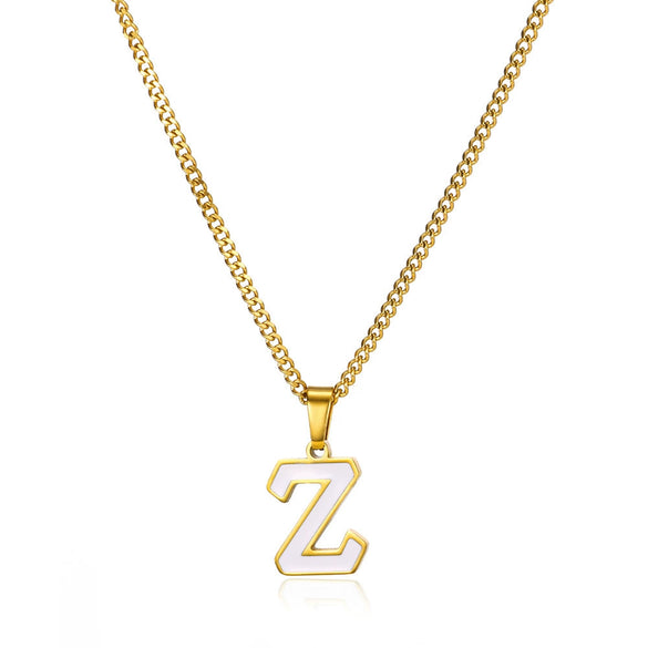 Wholesale Stainless Steel Dripping Oil Letters Necklace Pendant Accessories With Horse Whip Chain