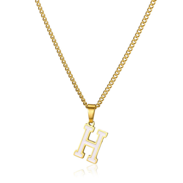 Wholesale Stainless Steel Dripping Oil Letters Necklace Pendant Accessories With Horse Whip Chain