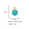 Wholesale Stainless Steel Dripping Oil Lock Pendant Jewelry Accessories With Fan Six Sides Triangle Star Trapezoid Shapes
