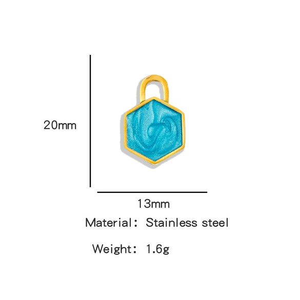 Wholesale Stainless Steel Dripping Oil Lock Pendant Jewelry Accessories With Fan Six Sides Triangle Star Trapezoid Shapes