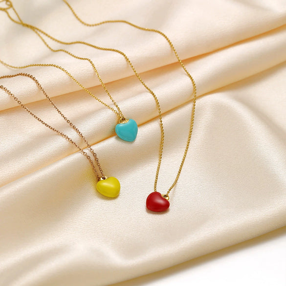 Wholesale Stainless Steel Dripping Oil Love Peach Heart Pendant Jewelry Accessories