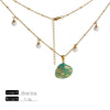 Wholesale Stainless Steel Dripping Oil Necklace With Diamond Shell Pendant And Pearl Chain For Women