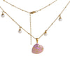 Wholesale Stainless Steel Dripping Oil Necklace With Diamond Shell Pendant And Pearl Chain For Women