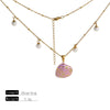 Wholesale Stainless Steel Dripping Oil Necklace With Diamond Shell Pendant And Pearl Chain For Women