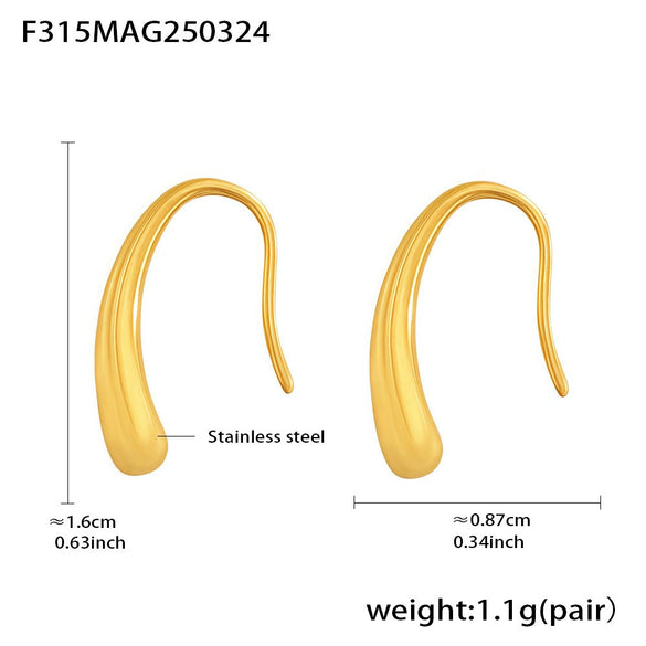Wholesale 316L Stainless Steel Drop Shape Geometric Earrings Pvd Electroplated Light Luxury Style For Women