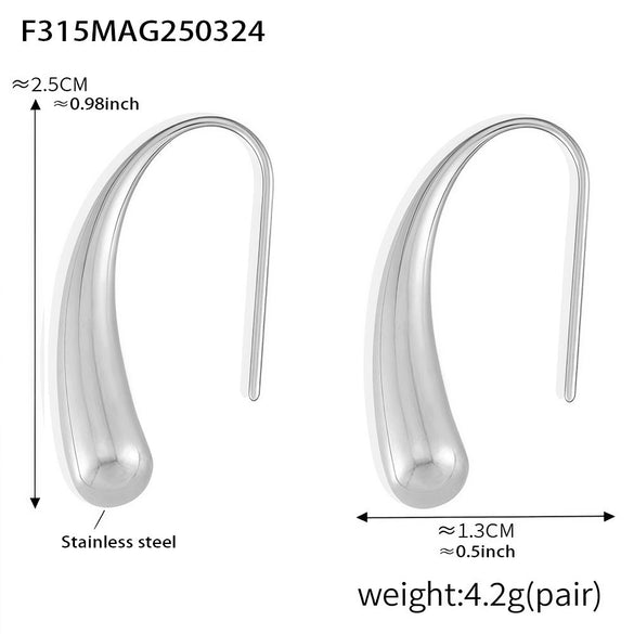 Wholesale 316L Stainless Steel Drop Shape Geometric Earrings Pvd Electroplated Light Luxury Style For Women