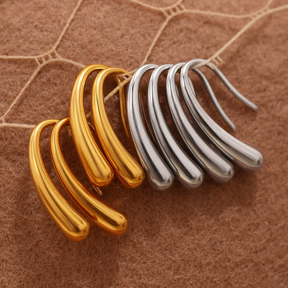 Wholesale 316L Stainless Steel Drop Shape Geometric Earrings Pvd Electroplated Light Luxury Style For Women