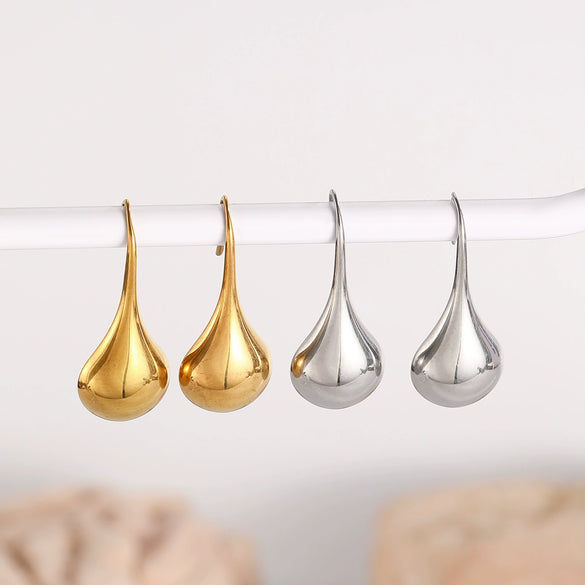 Wholesale Stainless Steel Drop Shape Geometric Simple Electroplated Women's Ear Hooks