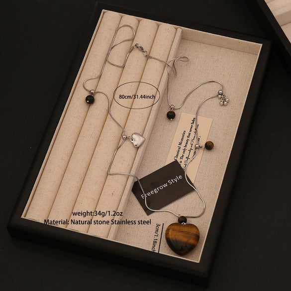 Wholesale Stainless Steel Drop Shape Metal Pull Long Necklace For Stacking