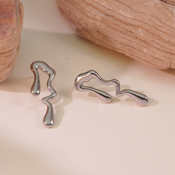 Wholesale Stainless Steel Drop Shaped Electroplated Geometric Earrings For Women