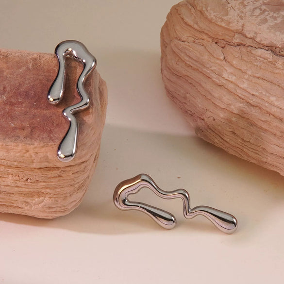 Wholesale Stainless Steel Drop Shaped Electroplated Geometric Earrings For Women