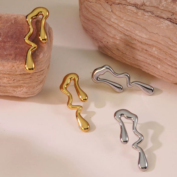 Wholesale Stainless Steel Drop Shaped Electroplated Geometric Earrings For Women