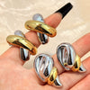 Wholesale Stainless Steel Drop Shaped Heart Shaped Geometric Style Electroplated Gold And Silver Color Matching Couple Earrings
