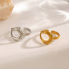 Wholesale Stainless Steel Drop Shaped Open Ring For Women With Hip Hop Line Design And Electroplating Treatment