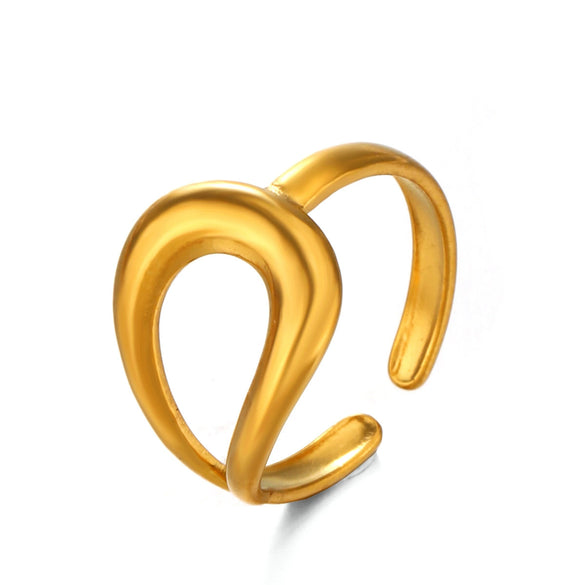 Wholesale Stainless Steel Drop Shaped Open Ring For Women With Hip Hop Line Design And Electroplating Treatment