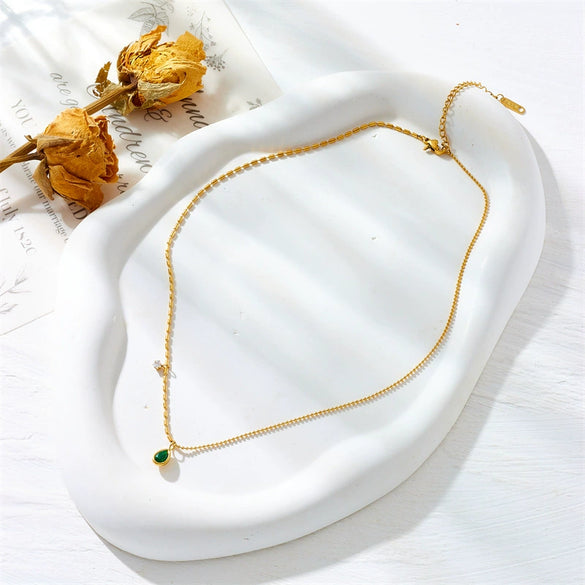 Wholesale Stainless Steel Dropshaped Electroplated Clavicle Chain Necklace For Women Fashion And Retro Style