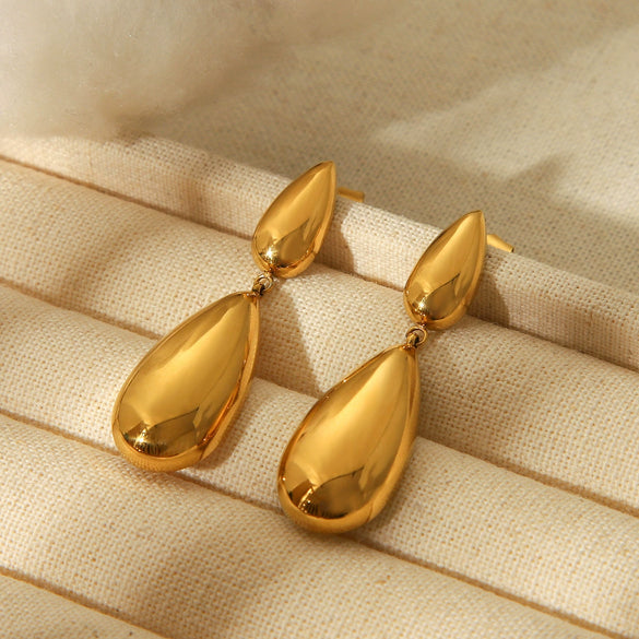 Wholesale Stainless Steel Dropshaped Geometric Earrings For Women With Electroplating Treatment