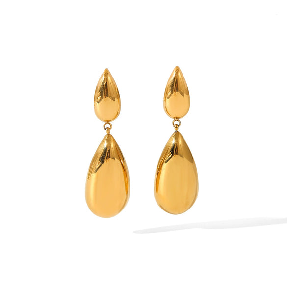 Wholesale Stainless Steel Dropshaped Geometric Earrings For Women With Electroplating Treatment