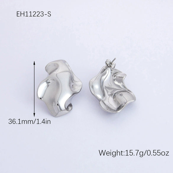 Wholesale Stainless Steel Dropshaped Irregular Retro Earrings Electroplated Jewelry