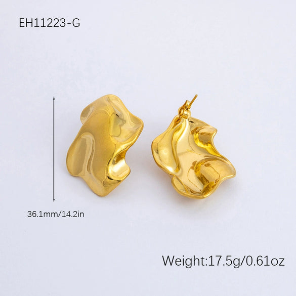 Wholesale Stainless Steel Dropshaped Irregular Retro Earrings Electroplated Jewelry