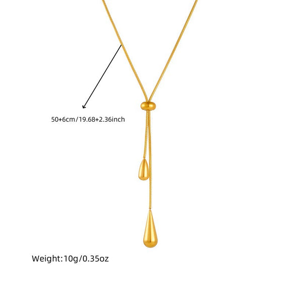 Wholesale Stainless Steel Dropshaped Love Water Drops Bells Pattern Electroplated Earrings And Necklaces Set For Women