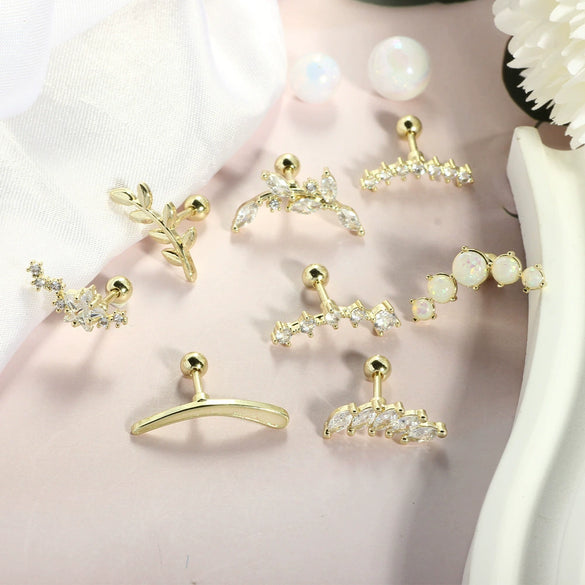 Wholesale Stainless Steel Ear Bone Nail Jewelry With Star Shape And 14K Real Gold Plating In Plants And Flowers Style