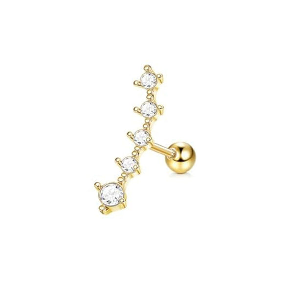 Wholesale Stainless Steel Ear Bone Nail Jewelry With Star Shape And 14K Real Gold Plating In Plants And Flowers Style