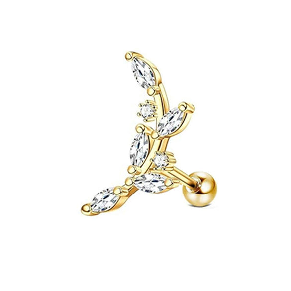 Wholesale Stainless Steel Ear Bone Nail Jewelry With Star Shape And 14K Real Gold Plating In Plants And Flowers Style