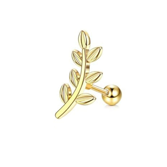 Wholesale Stainless Steel Ear Bone Nail Jewelry With Star Shape And 14K Real Gold Plating In Plants And Flowers Style