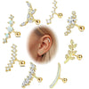 Wholesale Stainless Steel Ear Bone Nail Jewelry With Star Shape And 14K Real Gold Plating In Plants And Flowers Style