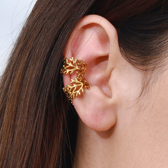 Wholesale Stainless Steel Ear Clip Earrings For Women Geometric Pattern Electroplated Ear Accessories Without Ear Holes