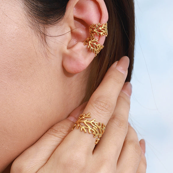 Wholesale Stainless Steel Ear Clip Earrings For Women Geometric Pattern Electroplated Ear Accessories Without Ear Holes