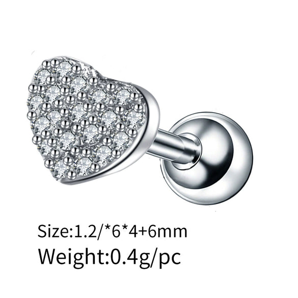 Wholesale Stainless Steel Ear Nails With Fivepointed Star Peach Heart And Cross Shapes Microinlaid Zircon Electroplated For Women