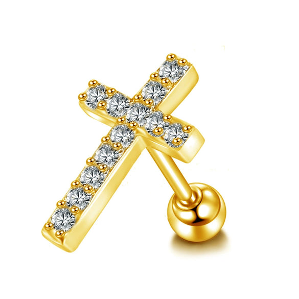 Wholesale Stainless Steel Ear Nails With Fivepointed Star Peach Heart And Cross Shapes Microinlaid Zircon Electroplated For Women