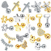 Wholesale Stainless Steel Ear Nails With Fivepointed Star Peach Heart And Cross Shapes Microinlaid Zircon Electroplated For Women