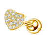 Wholesale Stainless Steel Ear Nails With Fivepointed Star Peach Heart And Cross Shapes Microinlaid Zircon Electroplated For Women