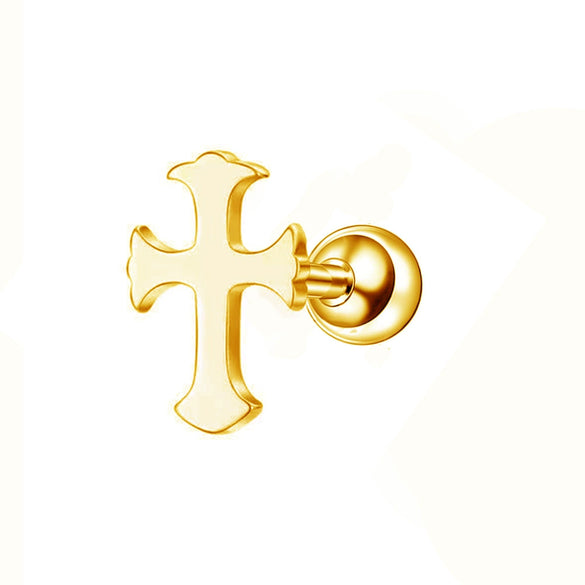 Wholesale Stainless Steel Ear Nails With Fivepointed Star Peach Heart And Cross Shapes Microinlaid Zircon Electroplated For Women