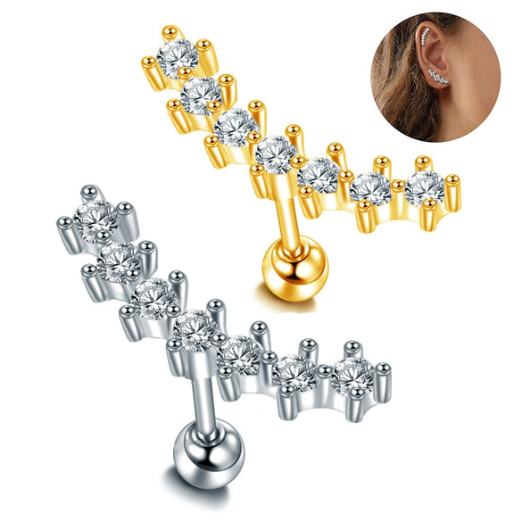 Wholesale Stainless Steel Ear Nails With Fivepointed Star Peach Heart And Cross Shapes Microinlaid Zircon Electroplated For Women