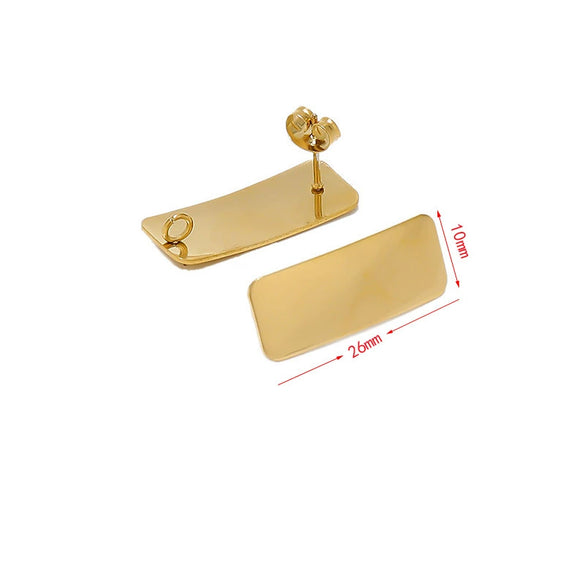 Wholesale Stainless Steel Earring Accessories Asymmetrical Exaggerated Plaid Geometric Electroplated