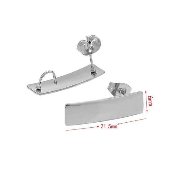 Wholesale Stainless Steel Earring Accessories Asymmetrical Exaggerated Plaid Geometric Electroplated