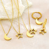 Wholesale Stainless Steel Earrings And Necklace Set With Stars Sun And Moon Clouds And Universe Patterns Electroplated Light Luxury Style