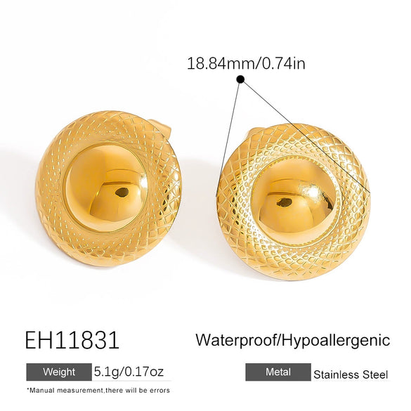 Wholesale Stainless Steel Earrings Electroplated Asymmetrical Oval Halfmoon Geometric Heart Shape Retro Style For Women