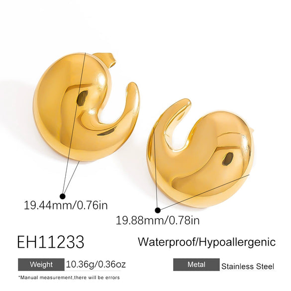 Wholesale Stainless Steel Earrings Electroplated Asymmetrical Oval Halfmoon Geometric Heart Shape Retro Style For Women