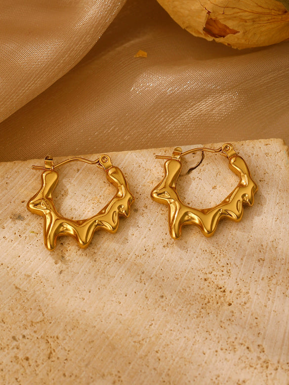 Wholesale Stainless Steel Earrings For Women With Leaf And Geometric Patterns Electroplated Design
