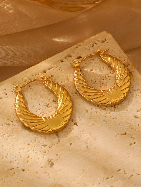Wholesale Stainless Steel Earrings For Women With Leaf And Geometric Patterns Electroplated Design